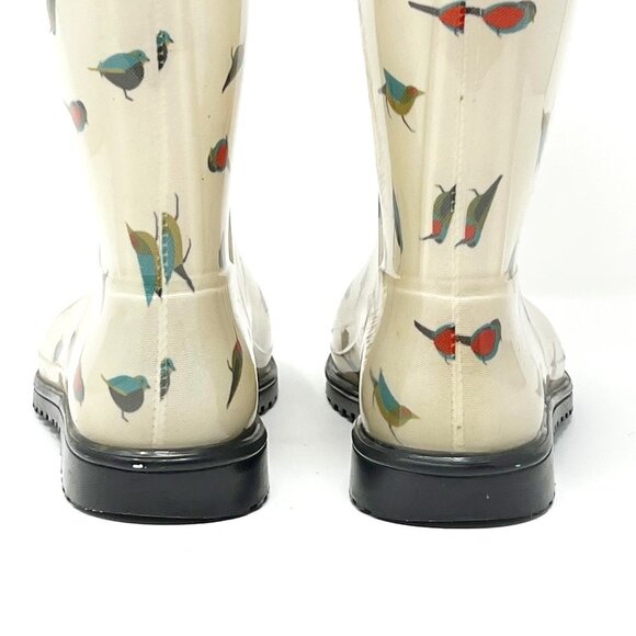 Marc Jacobs Rain Boots Tall Rubber White Multicolor Bird Print. Size 5.5 - Picture 6 of 16